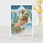 Kerstman en geschenken Vrolijk kerstfeest Kaart (Gele Bloem)