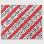 Kerstman en Giraffe Cadeaupapier (Vlak)