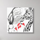Kerstman en Giraffe Canvas Afdruk (Voorkant)