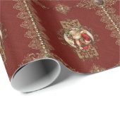  kerstman en gouden kant cadeaupapier (Rol Hoek)