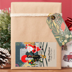 Kerstman en Haan Champagne Toast naar New Yea Rechthoekige Sticker