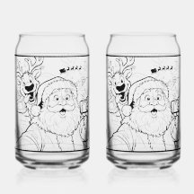 Kerstman en hert frisdrankglas
