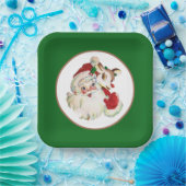 kerstman en hert met een traditioneel oogstjaar papieren bordje (Feest)