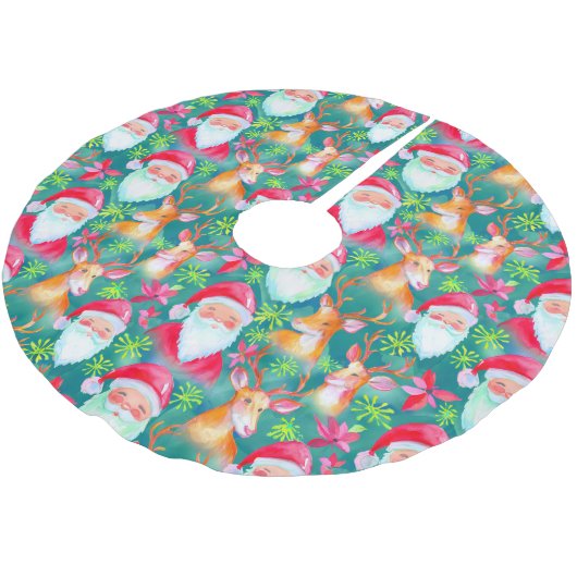 Kerstman en hertenpatroon kerstboom rok (Gekanteld)