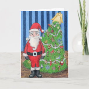 Kerstman en het Wenskaart van de Kerstboom Feestdagen Kaart