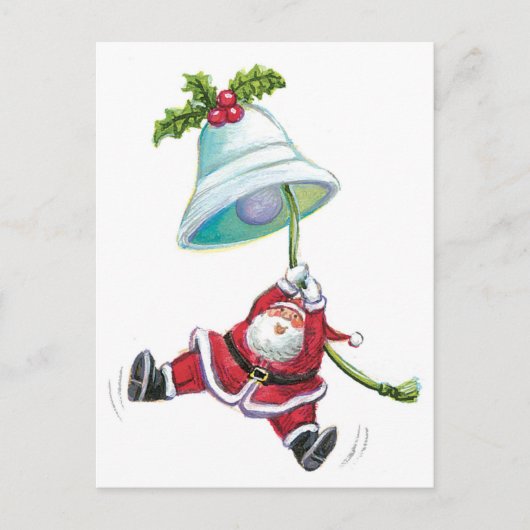 Kerstman en kerstbel Briefkaart (Voorkant)