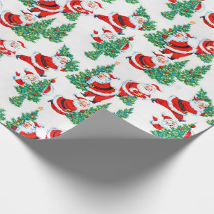 kerstman en kerstboom cadeaupapier