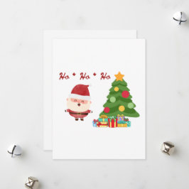 Kerstman en Kerstboom op een  Feestdagenkaart