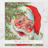  kerstman en kerstboom wijn etiket (Enkel label)