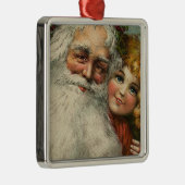 Kerstman en kind Metalen Ornament (Rechts)