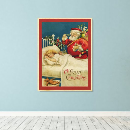 kerstman en kinderen canvas afdruk (Insitu (Houten vloer))