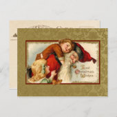  kerstman en kinderen feestdagenkaart (Voorkant / Achterkant)