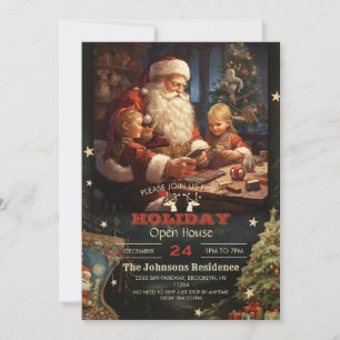 Kerstman en kinderen Kerstmis schilderij Kaart