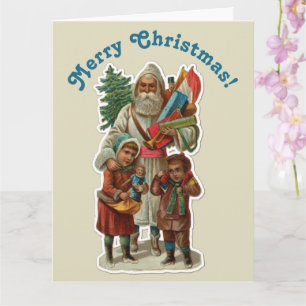 kerstman en Kinderen voor kerstuitnodiging Kaart