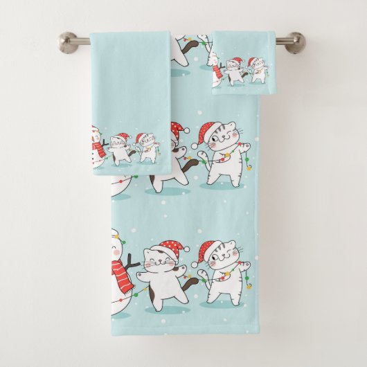 Kerstman en Kittens Bad Handdoek (Insitu)