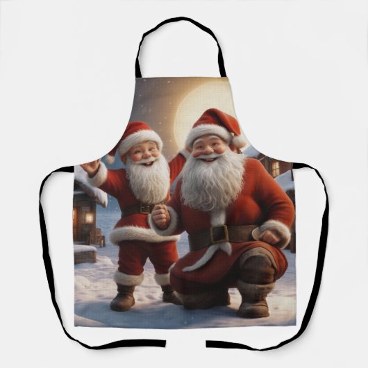 Kerstman en kleine helper kerstontwerp schort (Voorkant)