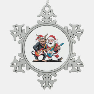 Kerstman en Krampus Kerst Rots Mislukkeling Tin Sneeuwvlok Ornament