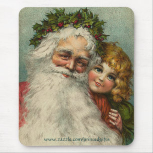 Kerstman en meisje: Mousepad Gift Muismat