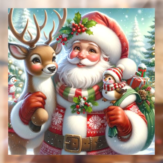 Kerstman en Metgezellen Venster Cling Raamsticker (Vel 2)