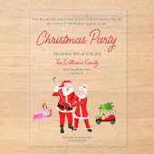 Kerstman en mevrouw Claus Golf Swing uitnodiging Acryl Uitnodigingen (Voorkant)