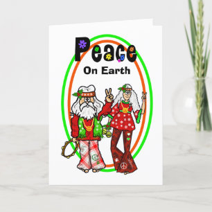 Kerstman en mevrouw Claus Hippie Kerst Kaart