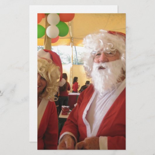 Kerstman en mevrouw Claus Kerstviering - Feestelij Briefpapier (Voorkant / Achterkant)