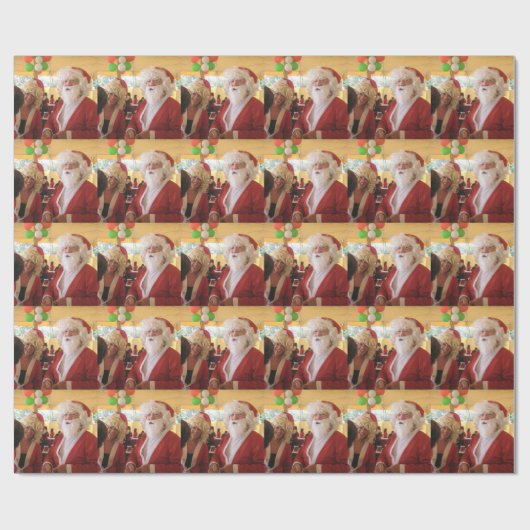 Kerstman en mevrouw Claus Kerstviering - Feestelij Cadeaupapier (Vlak)