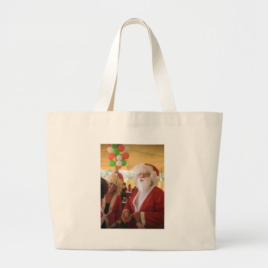 Kerstman en mevrouw Claus Kerstviering - Feestelij Grote Tote Bag (Voorkant)