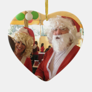 Kerstman en mevrouw Claus Kerstviering - Feestelij Keramisch Ornament