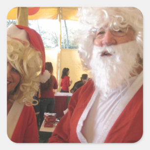 Kerstman en mevrouw Claus Kerstviering - Feestelij Vierkante Sticker
