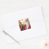 Kerstman en mevrouw Claus Kerstviering - Feestelij Vierkante Sticker (Envelop)