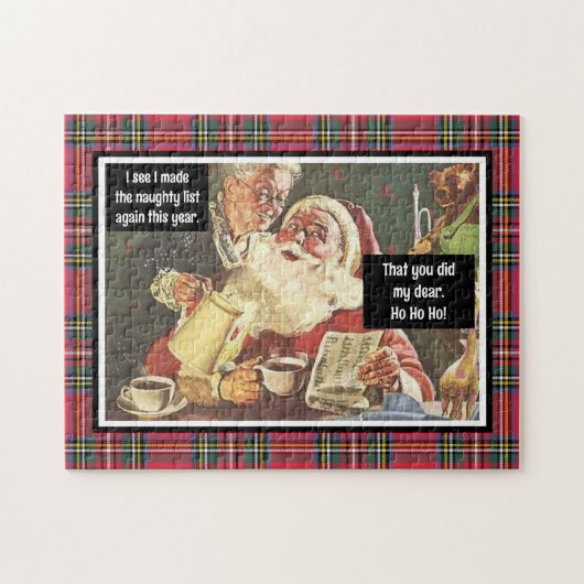 Kerstman en mevrouw Claus Naughty & Nice  Funny Legpuzzel (Horizontaal)