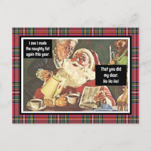 Kerstman en mevrouw Claus Ondeugend  Grappig Plaid Briefkaart