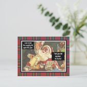 Kerstman en mevrouw Claus Ondeugend  Grappig Plaid Briefkaart (Staand voorkant)
