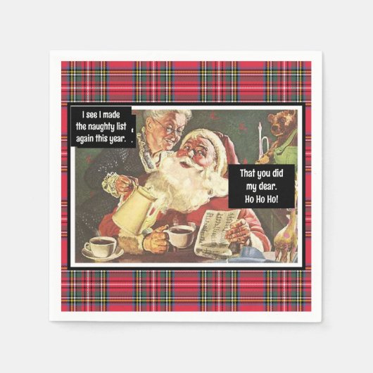Kerstman en mevrouw Claus Ondeugend Grappig Plaid Servet (Voorkant)