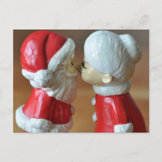 Kerstman en mevrouw Claus, zoende Claussen, Kerstm Feestdagenkaart (Voorkant)