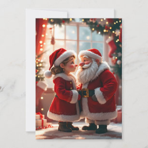 Kerstman en mevrouw Kerstman vieren Kerstmis, leuk Feestdagenkaart