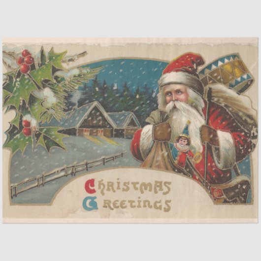  kerstman en mistletoe tissuepapier (Voorkant)
