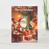 Kerstman en open haard Gezellige Kerstmis Kaart (Voorkant)