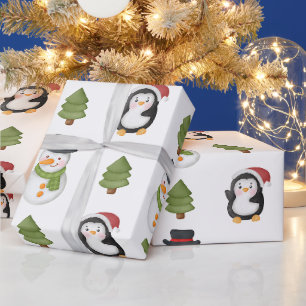 Kerstman en Penguin Cadeaupapier