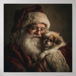 Kerstman en puppy poster