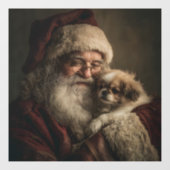 Kerstman en puppy raamsticker (Vel)