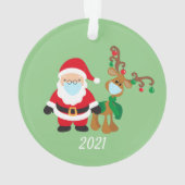 Kerstman en rendier 2021 Face mask Covid Kerstmis Ornament (achterkant)