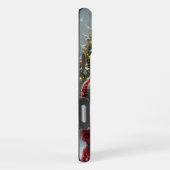 Kerstman en rendier, besneeuwd bos, kerstboom 8 iPhone hoesje (Rechterkant)