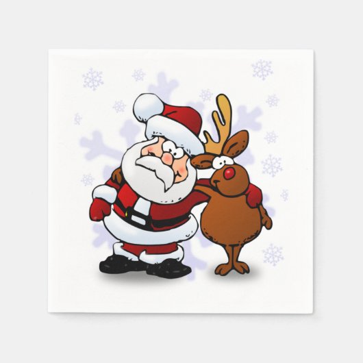 Kerstman en rendier feestelijke servetten (Voorkant)