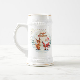 Kerstman en rendier Joy-mok – Cute Holiday-beker Bierpul