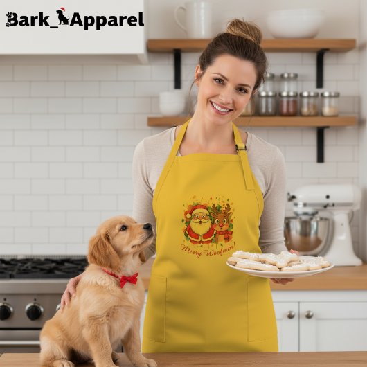 kerstman en rendier kerst lang schort