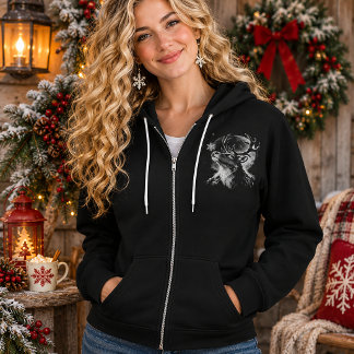 Kerstman en rendier maanverlichte Kerstmis hoodie