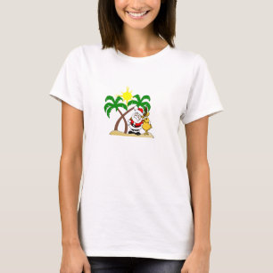 Kerstman en rendier op de strand t-shirt