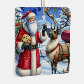  kerstman en rendier op kerst ooit keramisch ornament (Rechts)